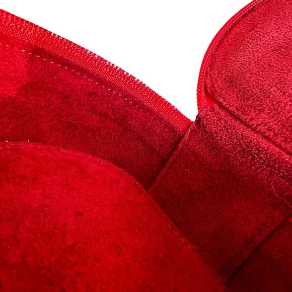 Authentic Louis Vuitton Red Epi Leather & Suede Round Jewelry Vanity Travel Case - Picture 13 of 15